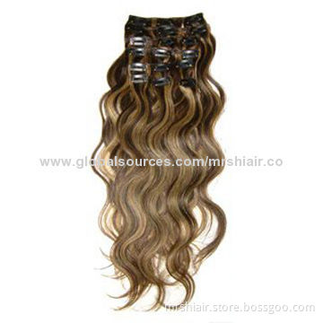 26-Inch Best Quality Brazilian Water Wave Virgin Clip-in Hair